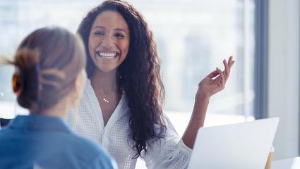 business woman speaking