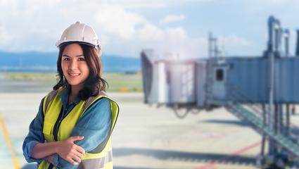 woman working airport