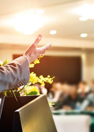 man speaking meeting