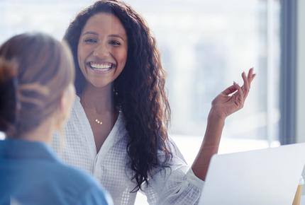 business woman speaking